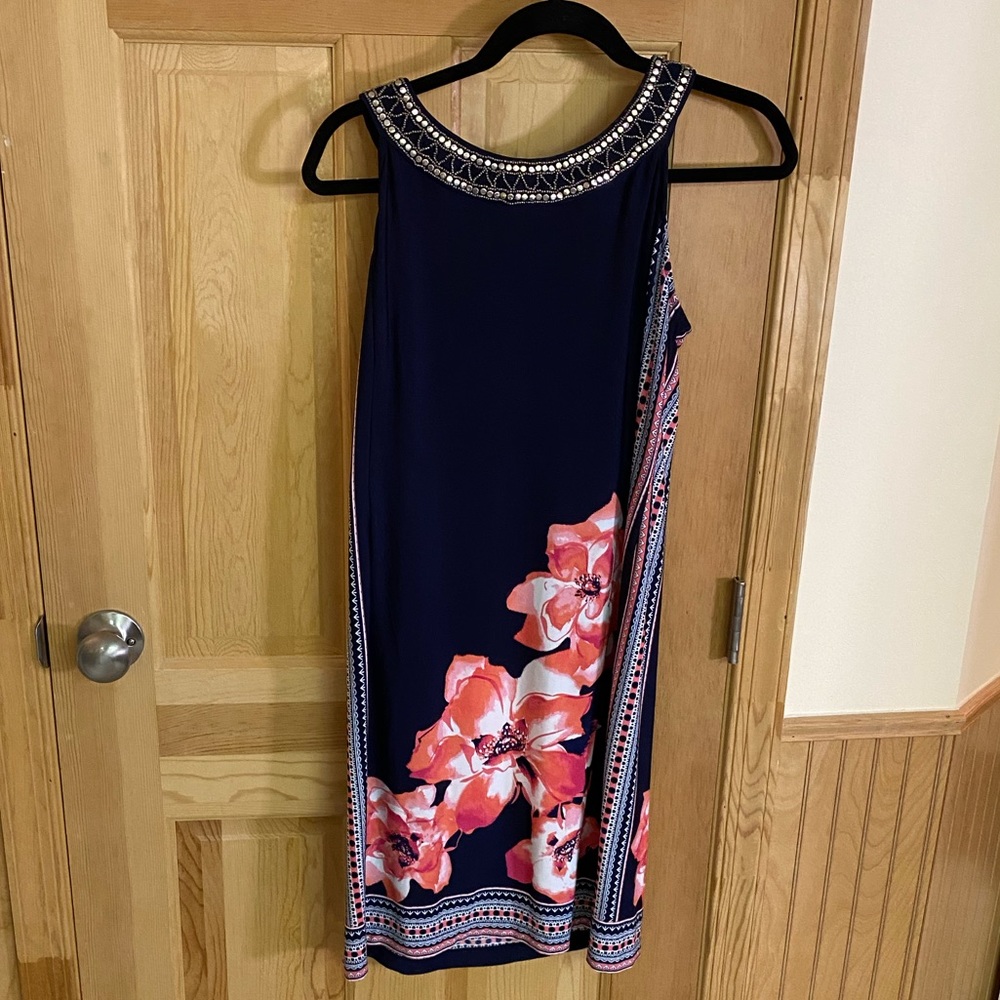 Women’s floral dress with beaded neckline